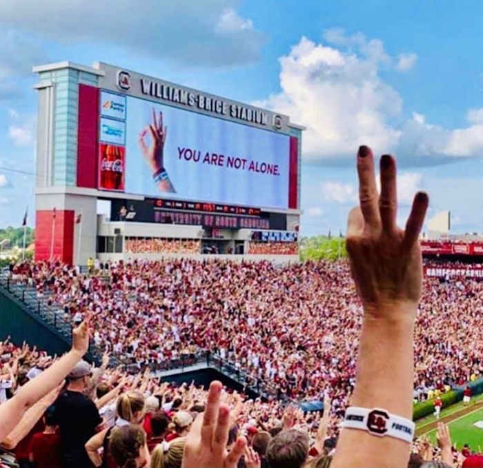 Fans at Williams-Brice Stadium hold up No. 3 in honor of Tyler Hilinski